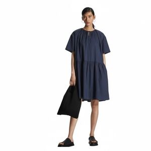 COS Mini Dress Women's Size 8 Navy Oversized Tiered Preppy Classy Chic Date Boho